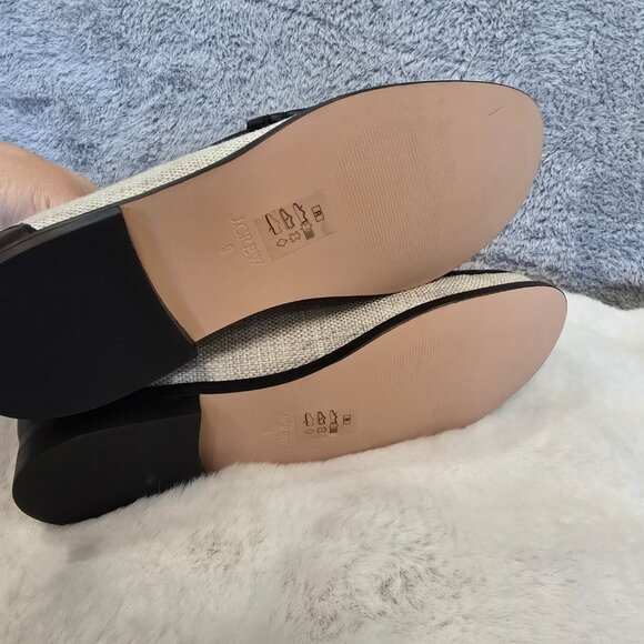 J. Crew Winona Penny Loafer Spanish Canvas Black Khaki Women's Size 9 NEW - Picture 5 of 8